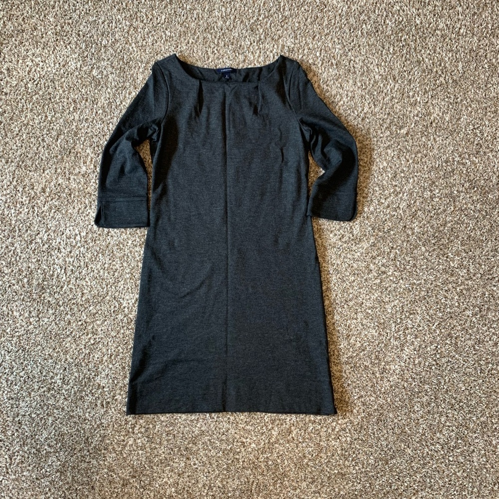 Lands' End Grey Sheath Dress with Bateau Neckline